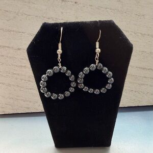 Silver Beaded Hematite Hoop Earrings